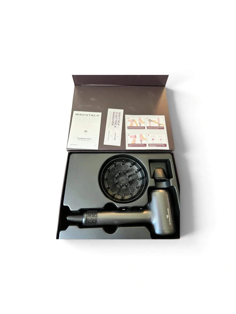 WAVYTALK Turblow Pro Hair Dryer in Black with Diffuser & Nozzle